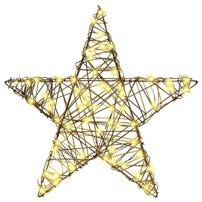 vidaXL 3D Star 50 LEDs Warm white 55 x 52.5 x 9 cm Rattan