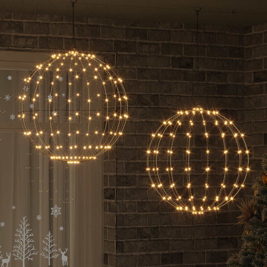 vidaXL Ball with 384 LEDs 2 pcs Warm white 59.5 x 59.5 x 63 cm Metal