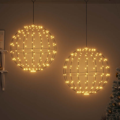 vidaXL Ball with 384 LEDs 2 pcs Warm white 59.5 x 59.5 x 63 cm Metal