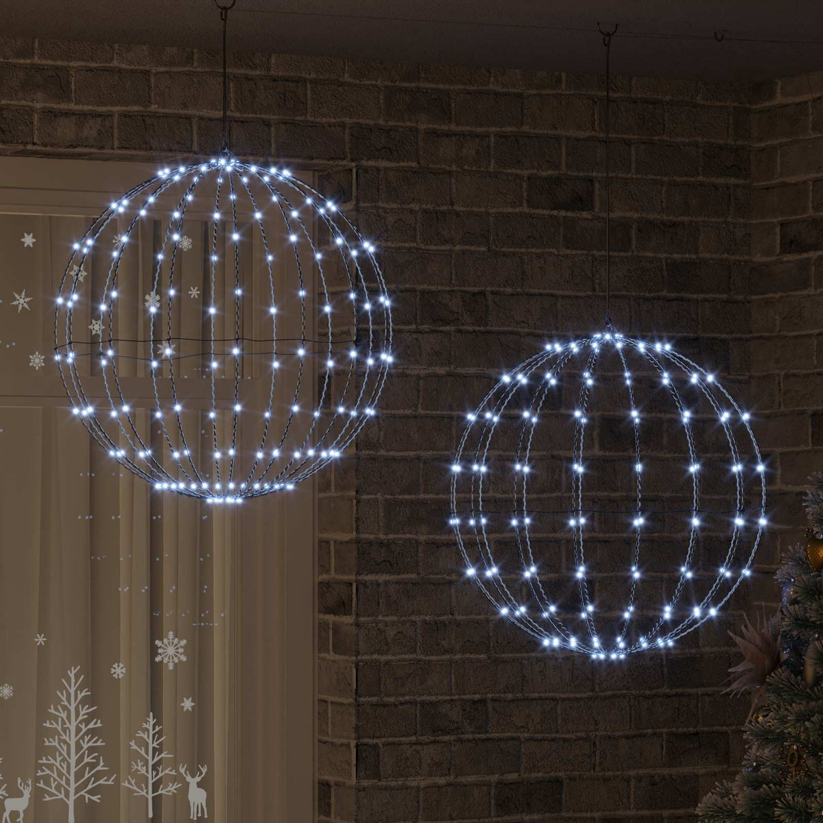vidaXL Ball 2 pcs Cold white 60 x 60 x 62 cm Metal 384 LEDs
