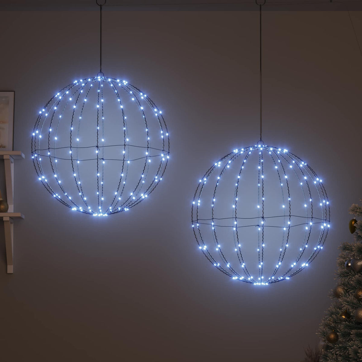vidaXL Ball 2 pcs Cold white 60 x 60 x 62 cm Metal 384 LEDs
