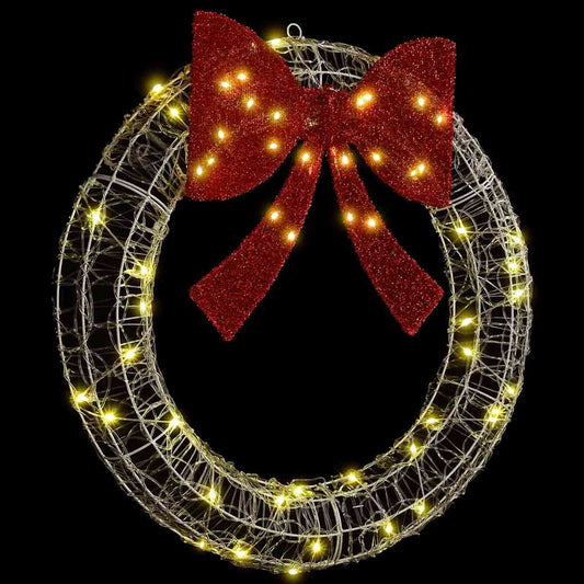 vidaXL Wreath with 60 LEDs Warm white 75 cm Acrylic