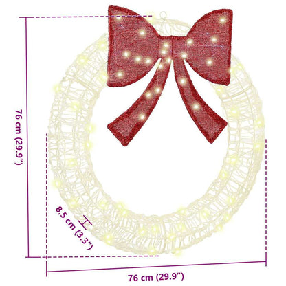 vidaXL Wreath with 60 LEDs Warm white 76 x 76 x8.5 cm Acrylic