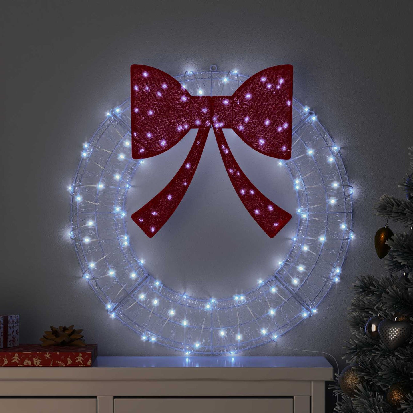 vidaXL Wreath with 60 LEDs Cold white 76 x 76 x8.5 cm Acrylic