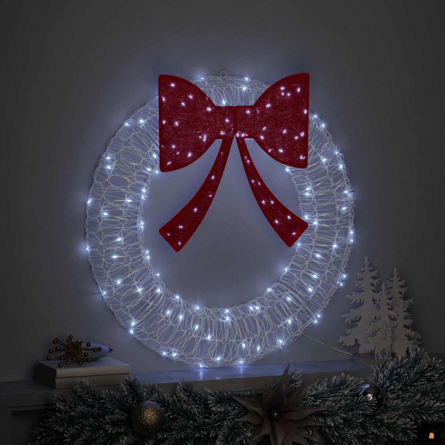 vidaXL Wreath with 60 LEDs Cold white 76 x 76 x8.5 cm Acrylic