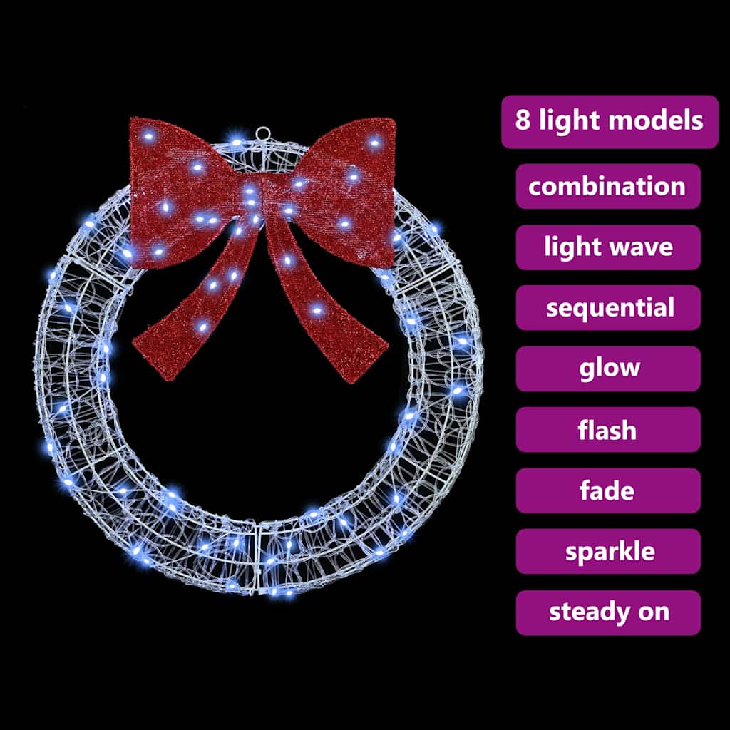 vidaXL Wreath with 60 LEDs Cold white 76 x 76 x8.5 cm Acrylic
