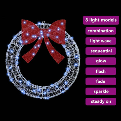 vidaXL Wreath with 60 LEDs Cold white 76 x 76 x8.5 cm Acrylic