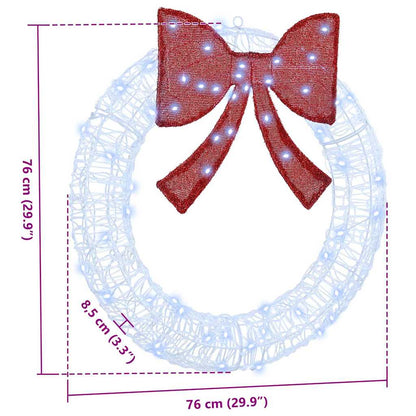 vidaXL Wreath with 60 LEDs Cold white 76 x 76 x8.5 cm Acrylic