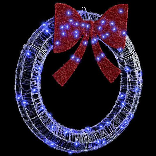 vidaXL Wreath with 60 LEDs Blue 75 cm Acrylic