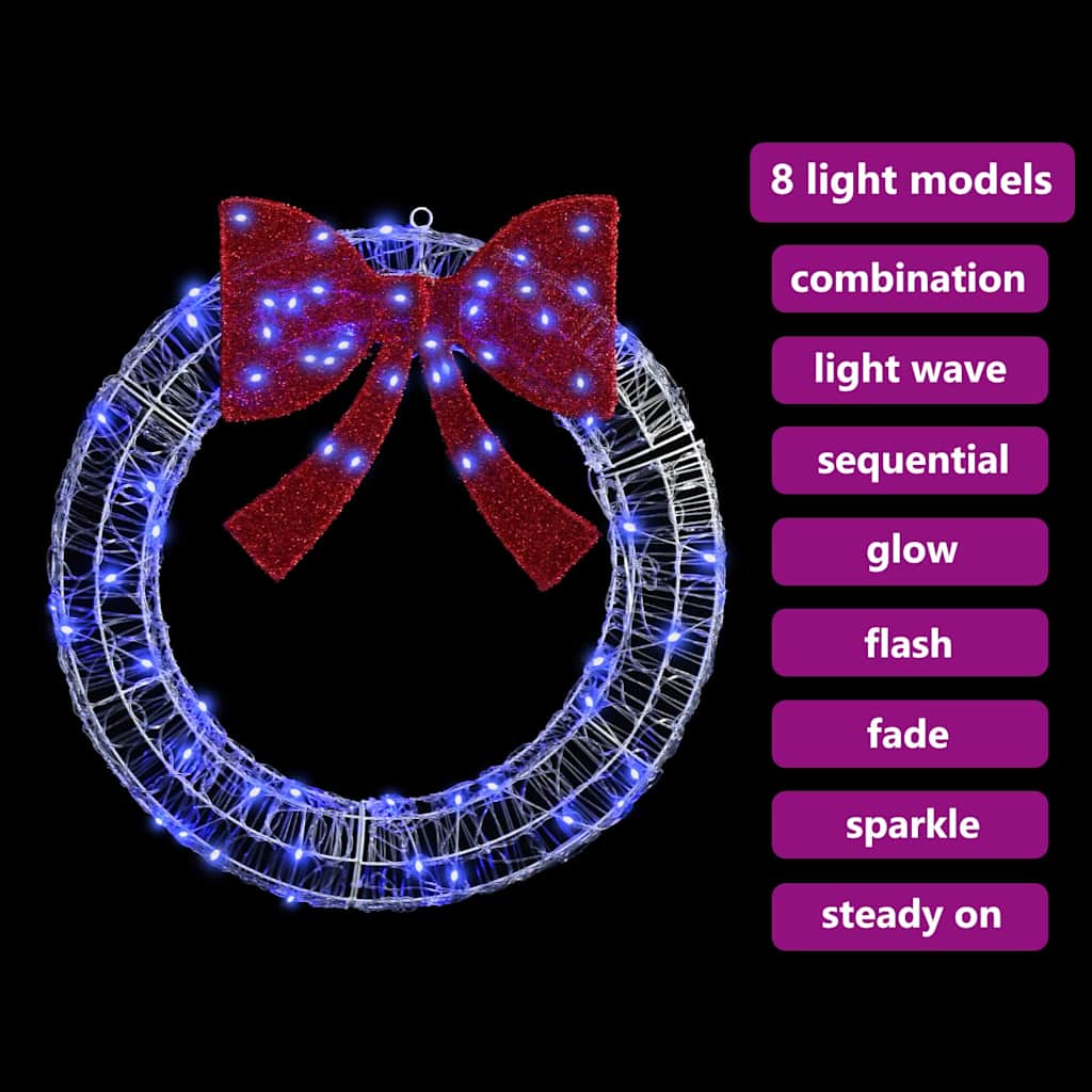 vidaXL Wreath with 60 LEDs Blue 76 x 76 x8.5 cm Acrylic
