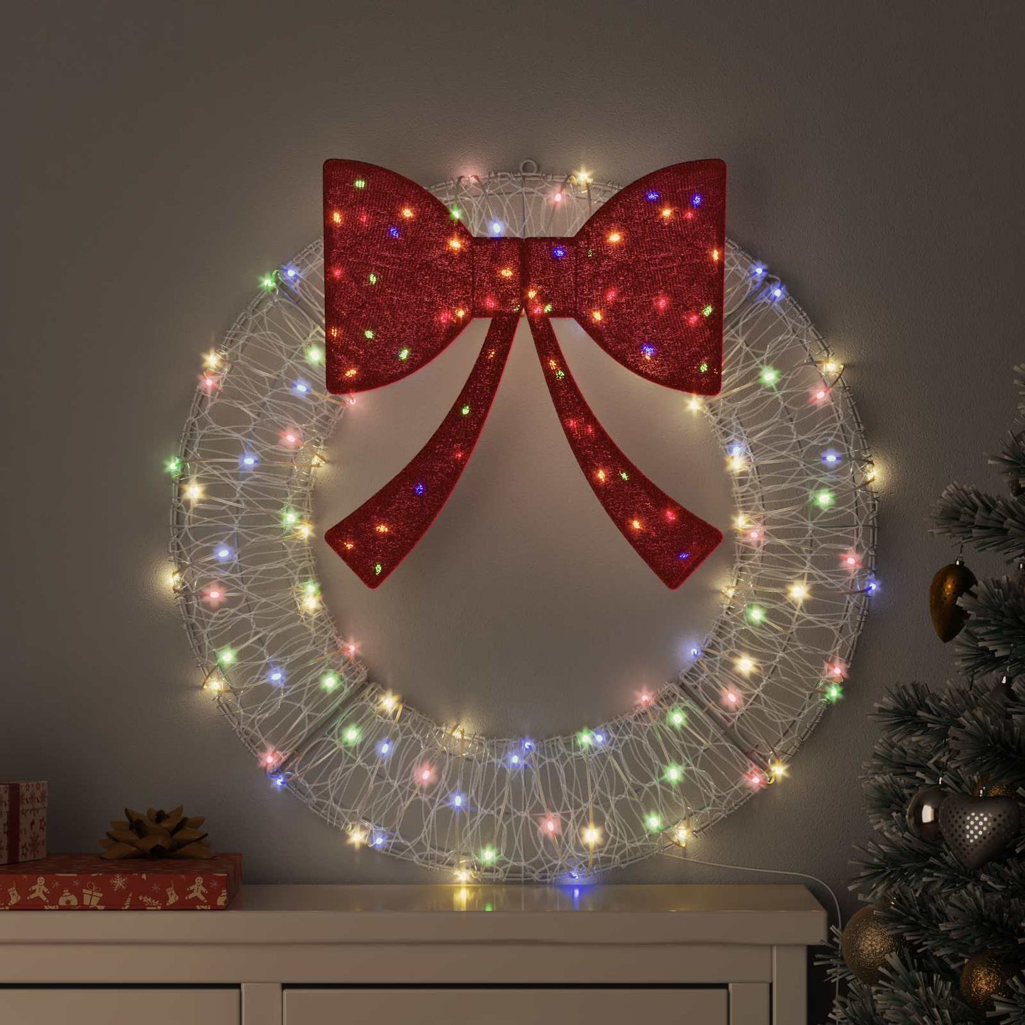 vidaXL Wreath with 60 LEDs Multicolour 76 x 76 x8.5 cm Acrylic