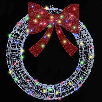vidaXL Wreath with 60 LEDs Multicolour 76 x 76 x8.5 cm Acrylic