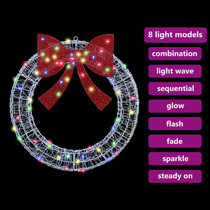 vidaXL Wreath with 60 LEDs Multicolour 76 x 76 x8.5 cm Acrylic