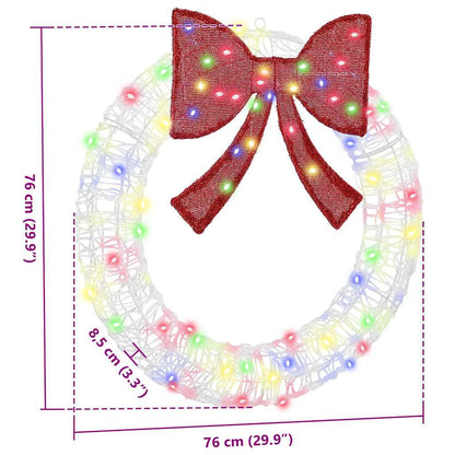 vidaXL Wreath with 60 LEDs Multicolour 76 x 76 x8.5 cm Acrylic