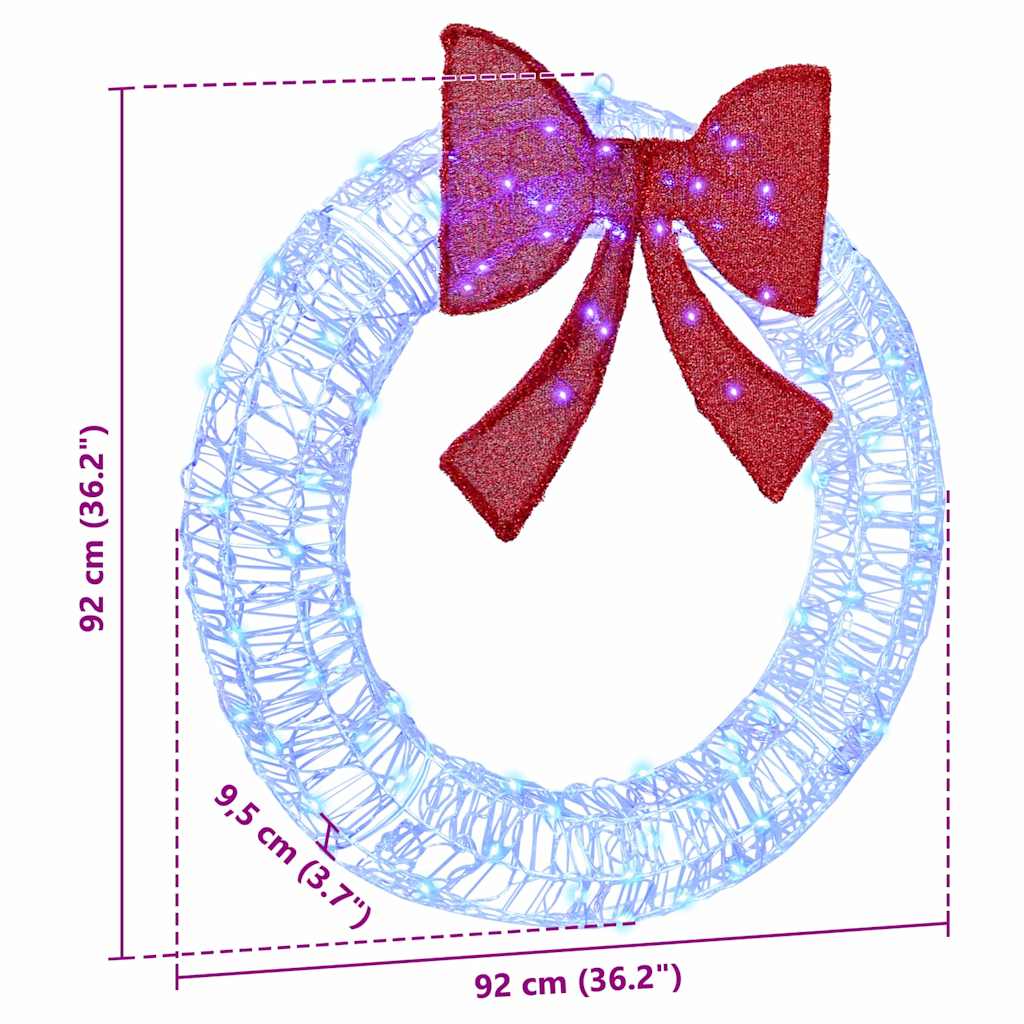 vidaXL Wreath with 80 LEDs Blue 92 x 92 x 9.5 cm Acrylic