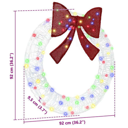 vidaXL Wreath with 80 LEDs Multicolour 92 x 92 x 9.5 cm Acrylic