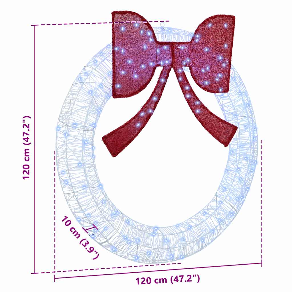 vidaXL Wreath with 150 LEDs Cold white 120 cm Acrylic