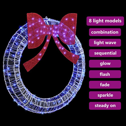vidaXL Wreath with 150 LEDs Blue 120 cm Acrylic