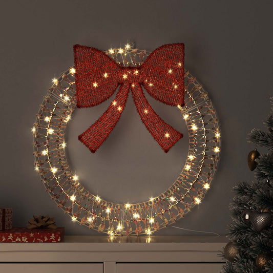 vidaXL Wreath Warm white 75 x 75 x 8 cm PET 60 LEDs