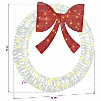 vidaXL Wreath Warm white 75 x 75 x 8 cm PET 60 LEDs