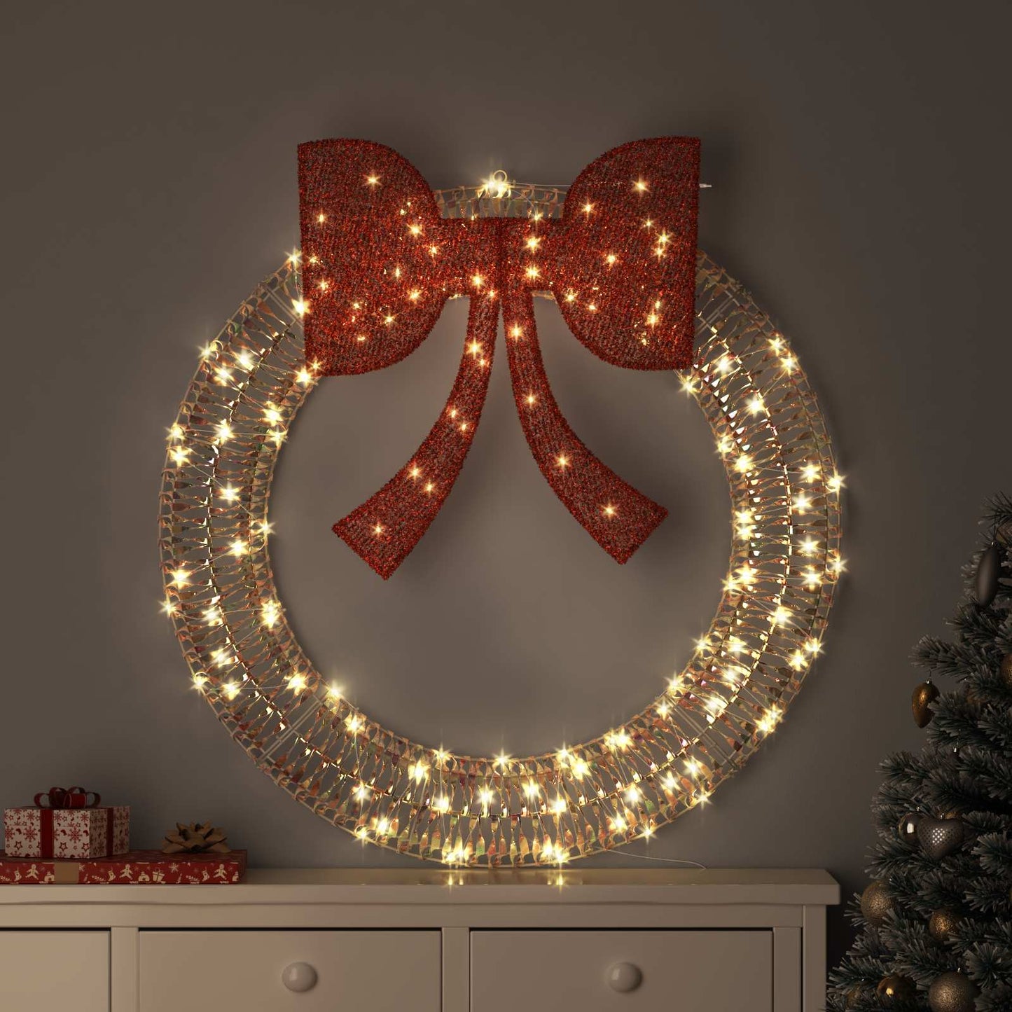vidaXL Wreath Warm white 120 x 120 x 10 cm PET 150 LEDs