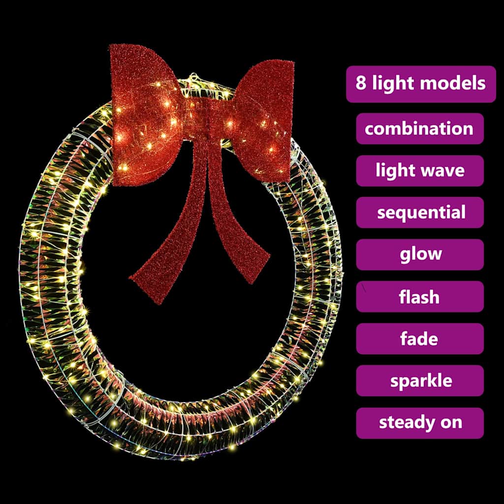 vidaXL Wreath Warm white 120 x 120 x 10 cm PET 150 LEDs