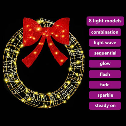 vidaXL Wreath Warm white 75 x 75 x 8 cm PET 60 LEDs