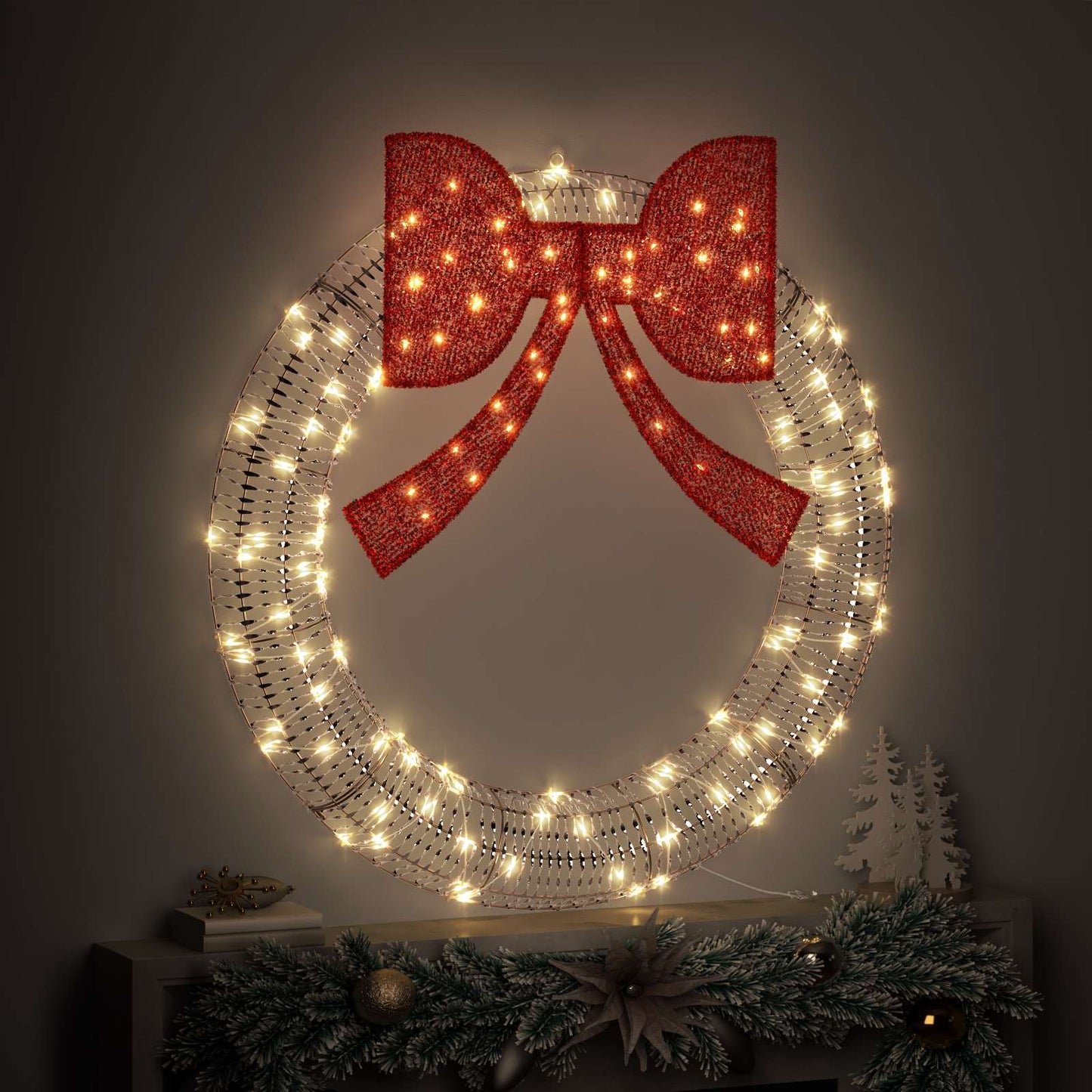 vidaXL Wreath Warm white 120 x 120 x 10 cm PET 150 LEDs