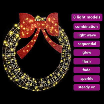 vidaXL Wreath Warm white 120 x 120 x 10 cm PET 150 LEDs