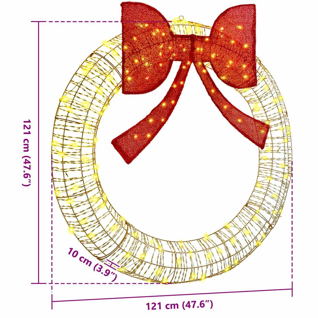 vidaXL Wreath with 150 LEDs Warm white 121 x 121 x 10 cm PET