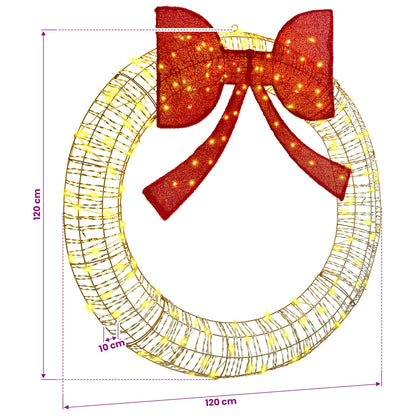 vidaXL Wreath Warm white 120 x 120 x 10 cm PET 150 LEDs