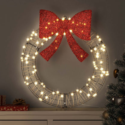 vidaXL Wreath with 60 LEDs Warm white 75 x 75 x 8 cm Rattan
