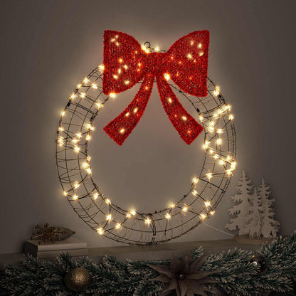 vidaXL Wreath with 60 LEDs Warm white 75 x 75 x 8 cm Rattan