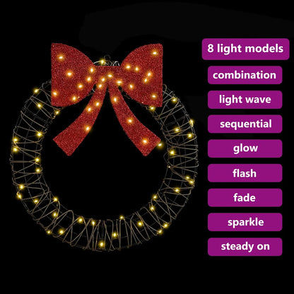 vidaXL Wreath with 60 LEDs Warm white 75 x 75 x 8 cm Rattan