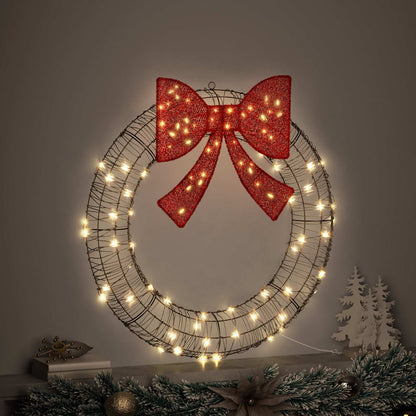 vidaXL Wreath with 80 LEDs Warm white 90 x 90 x 9 cm Rattan