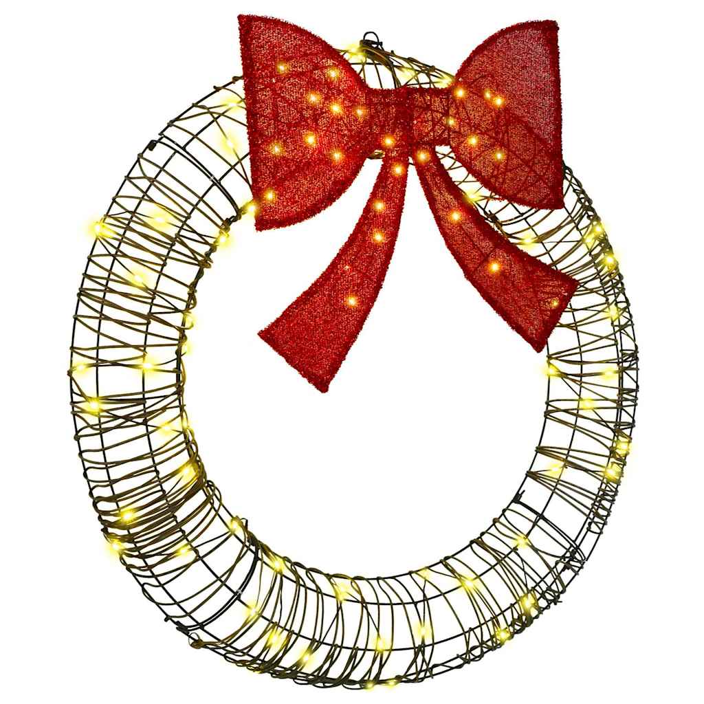 vidaXL Wreath with 80 LEDs Warm white 90 x 90 x 9 cm Rattan