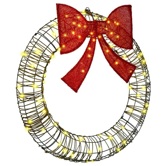 vidaXL Wreath with 80 LEDs Warm white 90 x 90 x 9 cm Rattan