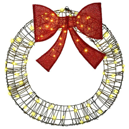 vidaXL Wreath with 80 LEDs Warm white 90 x 90 x 9 cm Rattan