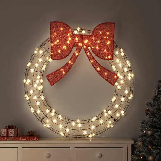 vidaXL Wreath Warm white 120 x 120 x 10 cm Rattan 150 LEDs