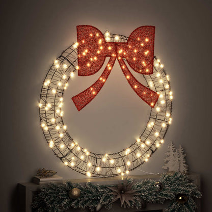vidaXL Wreath Warm white 120 x 120 x 10 cm Rattan 150 LEDs