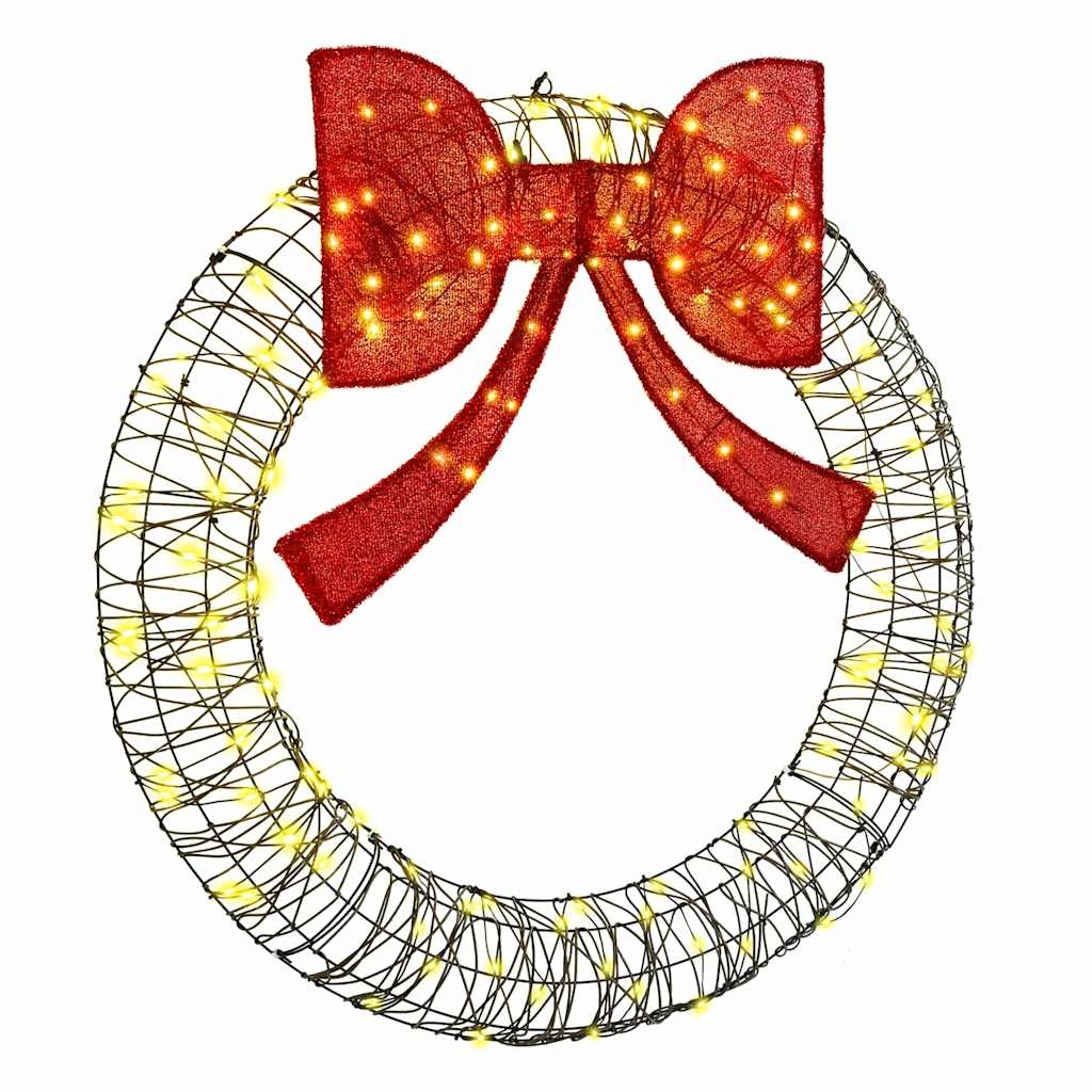 vidaXL Wreath with 150 LEDs Warm white 120 cm Rattan