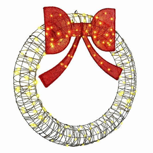 vidaXL Wreath Warm white 120 x 120 x 10 cm Rattan 150 LEDs