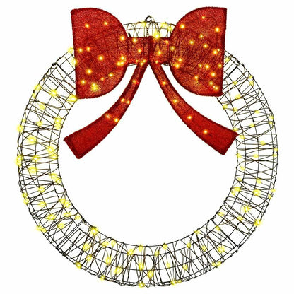 vidaXL Wreath Warm white 120 x 120 x 10 cm Rattan 150 LEDs