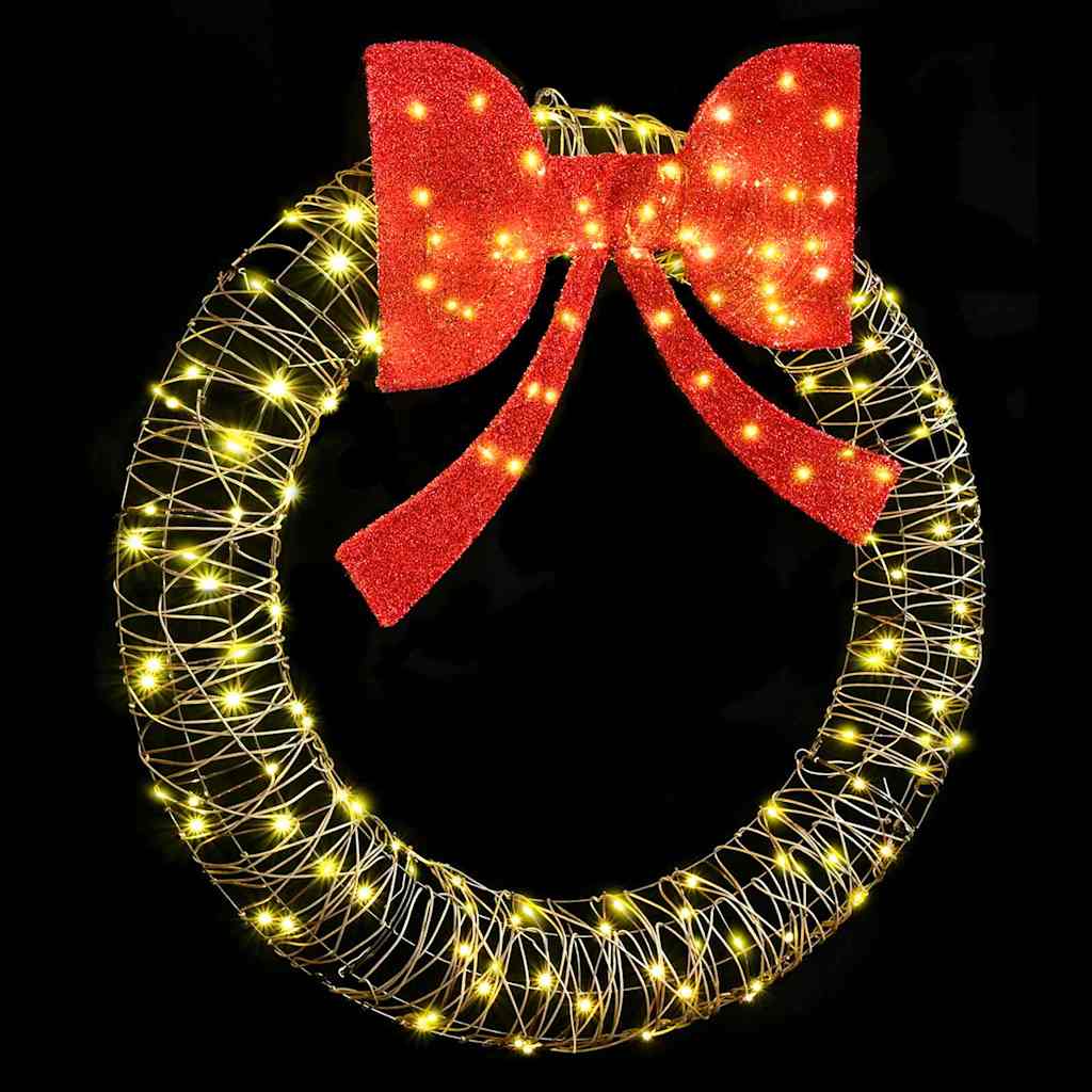 vidaXL Wreath Warm white 120 x 120 x 10 cm Rattan 150 LEDs