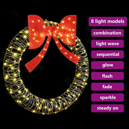 vidaXL Wreath with 150 LEDs Warm white 120 cm Rattan
