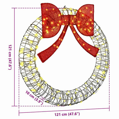 vidaXL Wreath with 150 LEDs Warm white 120 cm Rattan