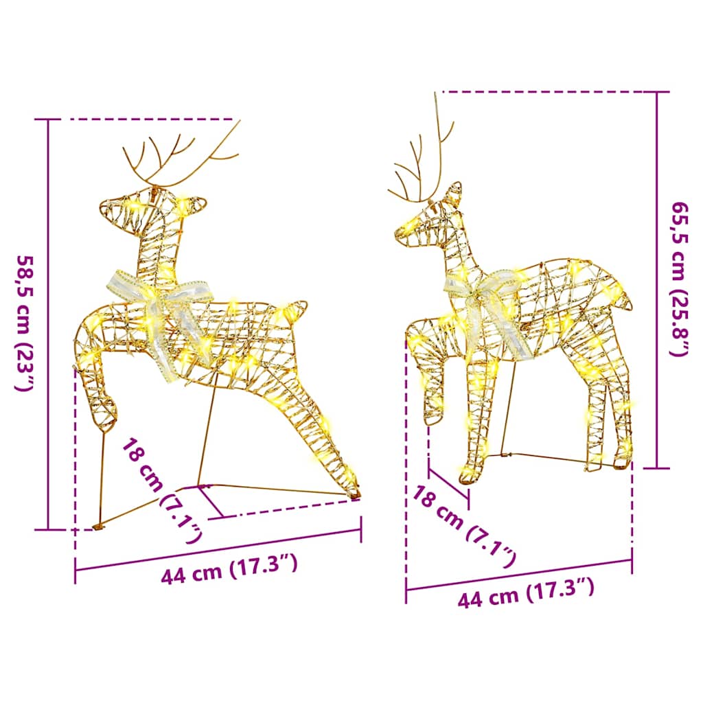 vidaXL LED Reindeers with 40 LEDs 2 pcs Warm White PET
