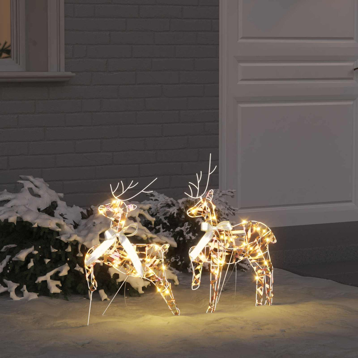 vidaXL LED Reindeers 2 pcs 40 LEDs Warm White 44 x 18 x 65.5 cm PET