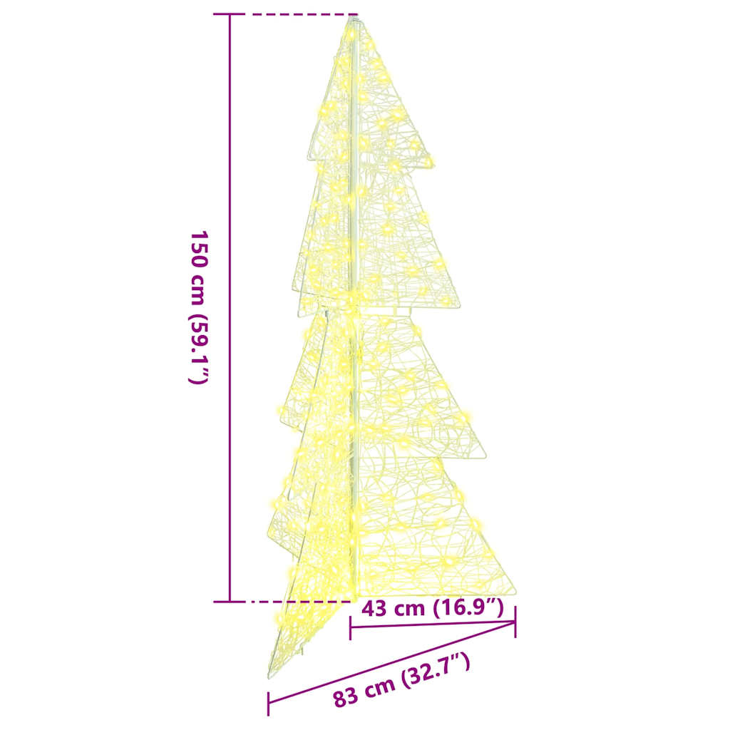 vidaXL Christmas Tree with 160 LEDs Warm White 150 cm Acrylic