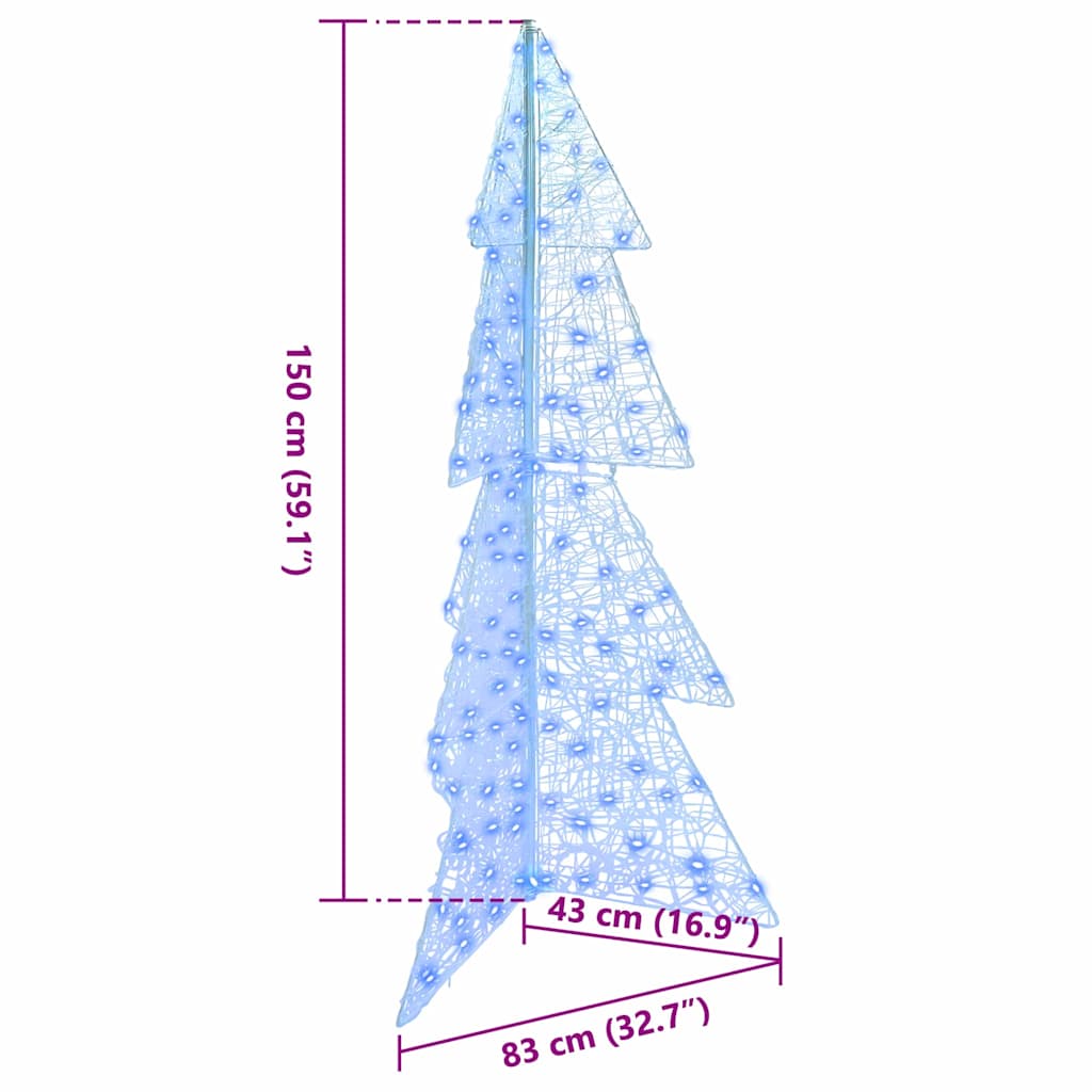 vidaXL Christmas Tree with 160 LEDs Blue 150 cm Acrylic